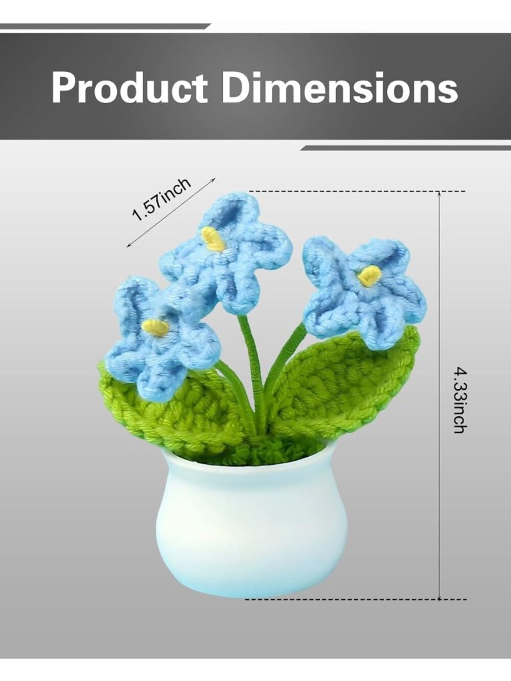 Crochet Flowers, Cute Artifical Flower for Car Dashboard Decor, Mini Handmade Cr - Picture 2 of 7